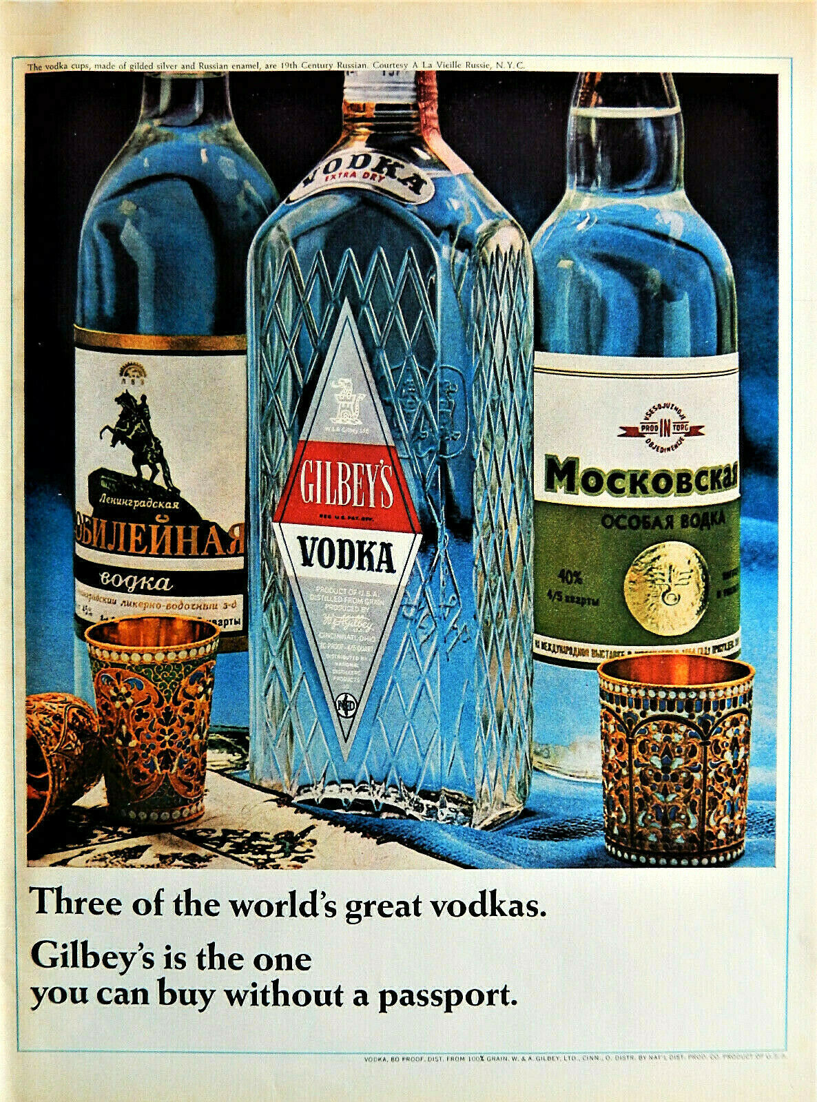 Vintage 1966 Gilbey's Vodka Advertisement Ad