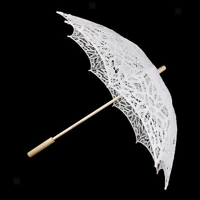 Gothic Handmade White Lace Photo Wedding Parasol Umbrella