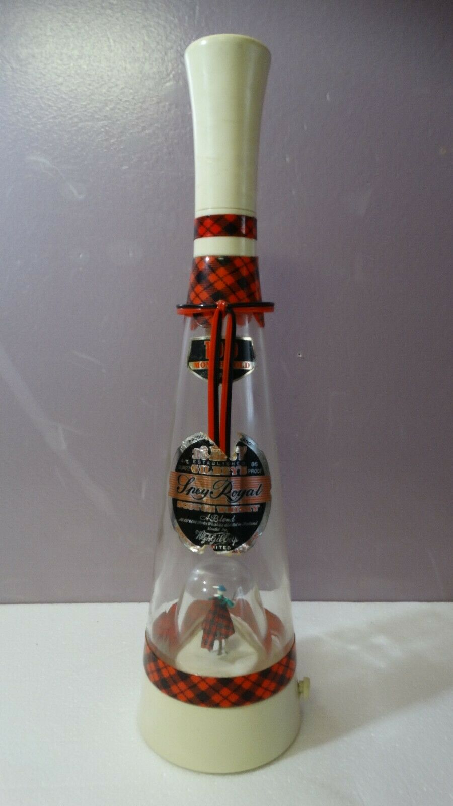 Vintage Mid-century Spey Royal Scotch Whisky Gilbey's Bottle With Music Box