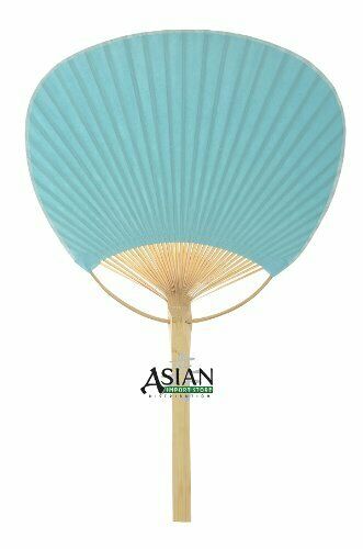 Quasimoon 9" Water Blue Paddle Paper Hand Fans For Weddings (10 Pack) By Pape...