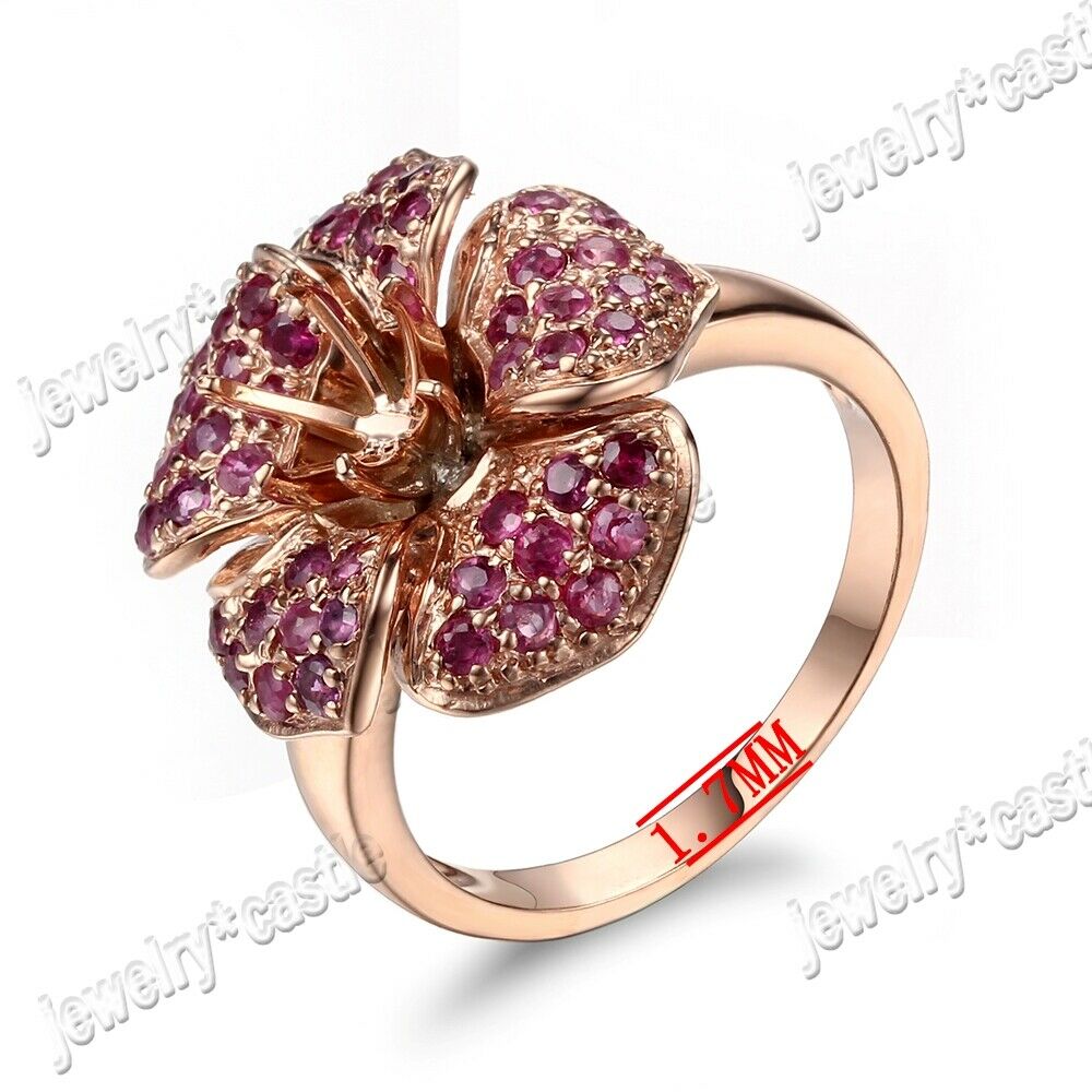 Semi Mount Genuine 6mm Round Cut Ruby Gemstone Antique 10k Rose Gold Fine Ring