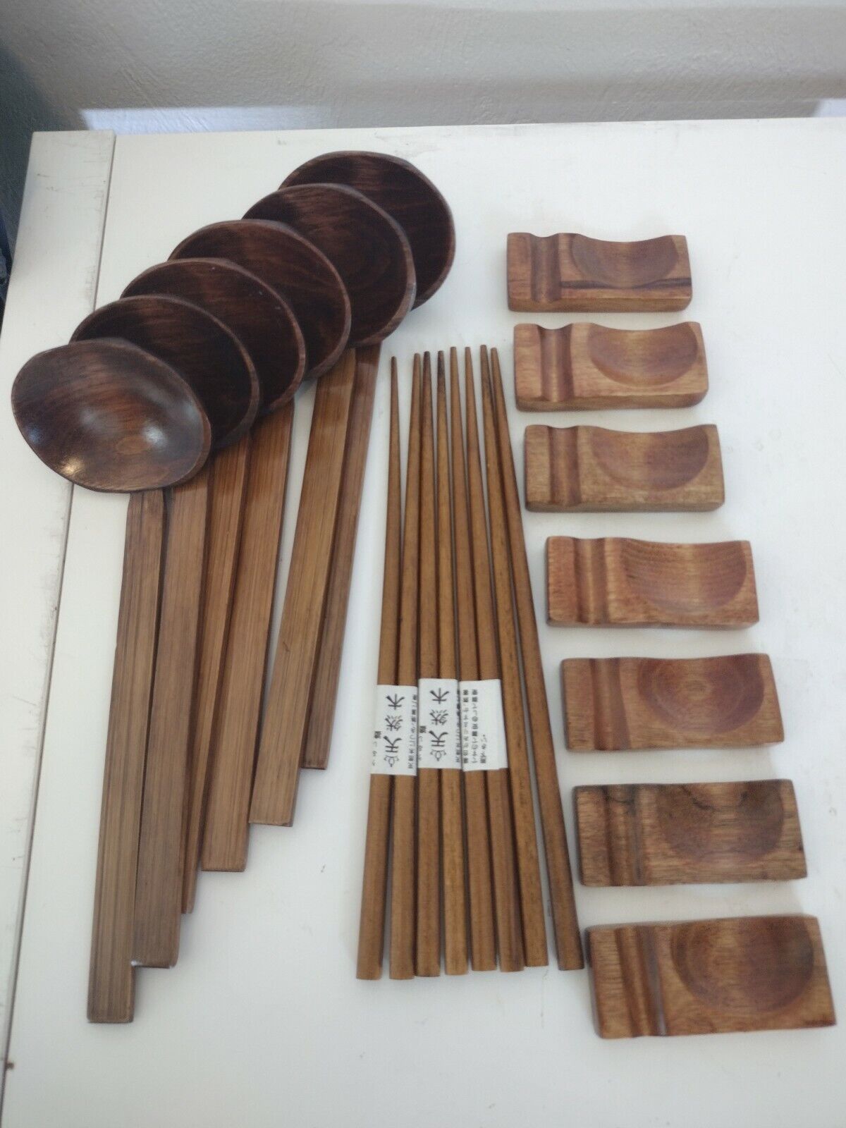 Asian Wooden Utensils Chop Sticks Settings & Servers