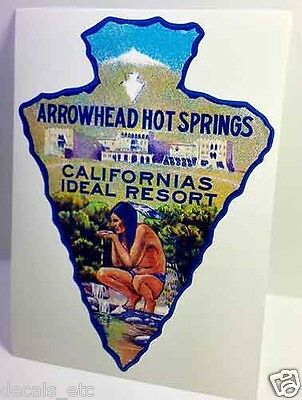 Arrowhead Hot Springs Vintage Style Travel Decal / Vinyl Sticker, Luggage Label