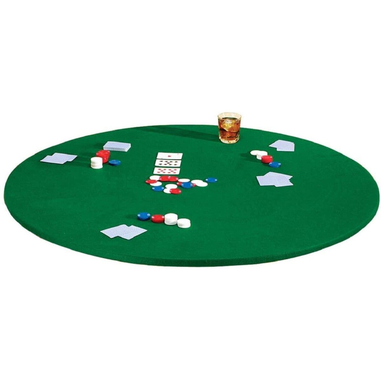 Solid Green Felt Fitted Cover For Poker Fits 36" To 48" Round & 36" Square Table