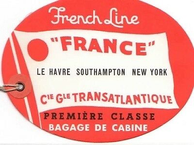 Vintage Cgt French Line Ss "france" Red 1st Cl Luggage Tag