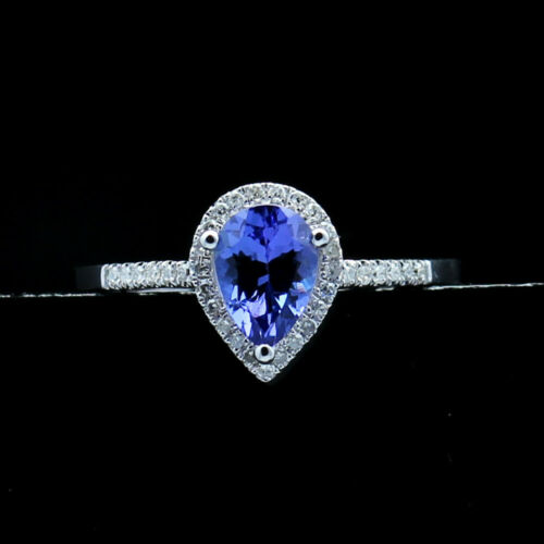 5*7mm Pear Tanzanite Engagement Wedding Diamond Ring Fine Jewelry 14k White Gold