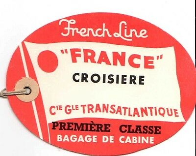 Vintage Cgt French Line Ss "france" Red Croisiere Luggage Tag