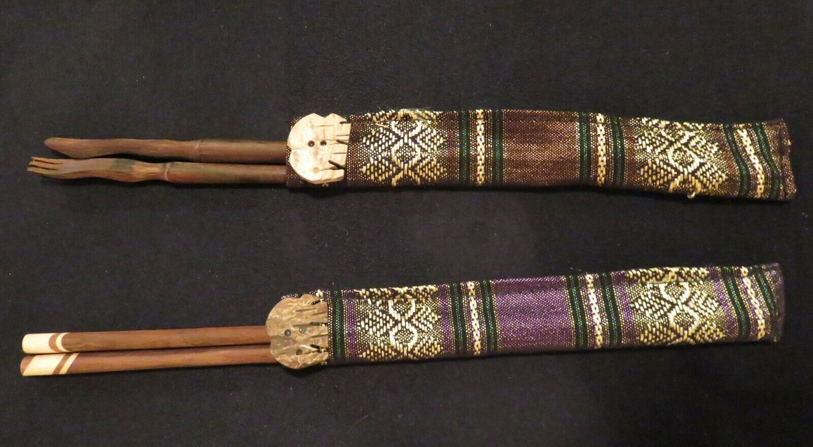 2 Pairs Decorative Wooden Chopsticks With Elephant On Sleeves