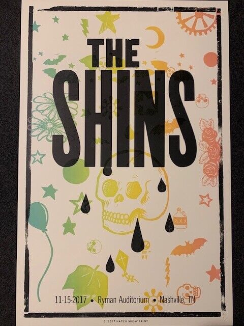 The Shins Hatch Show Print Poster 11/15/2017 Ryman Auditorium Nashville, Tn Rare