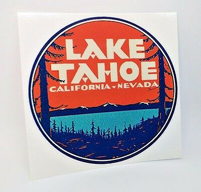 Lake Tahoe California Vintage Style Travel Decal / Vinyl Sticker, Luggage Label