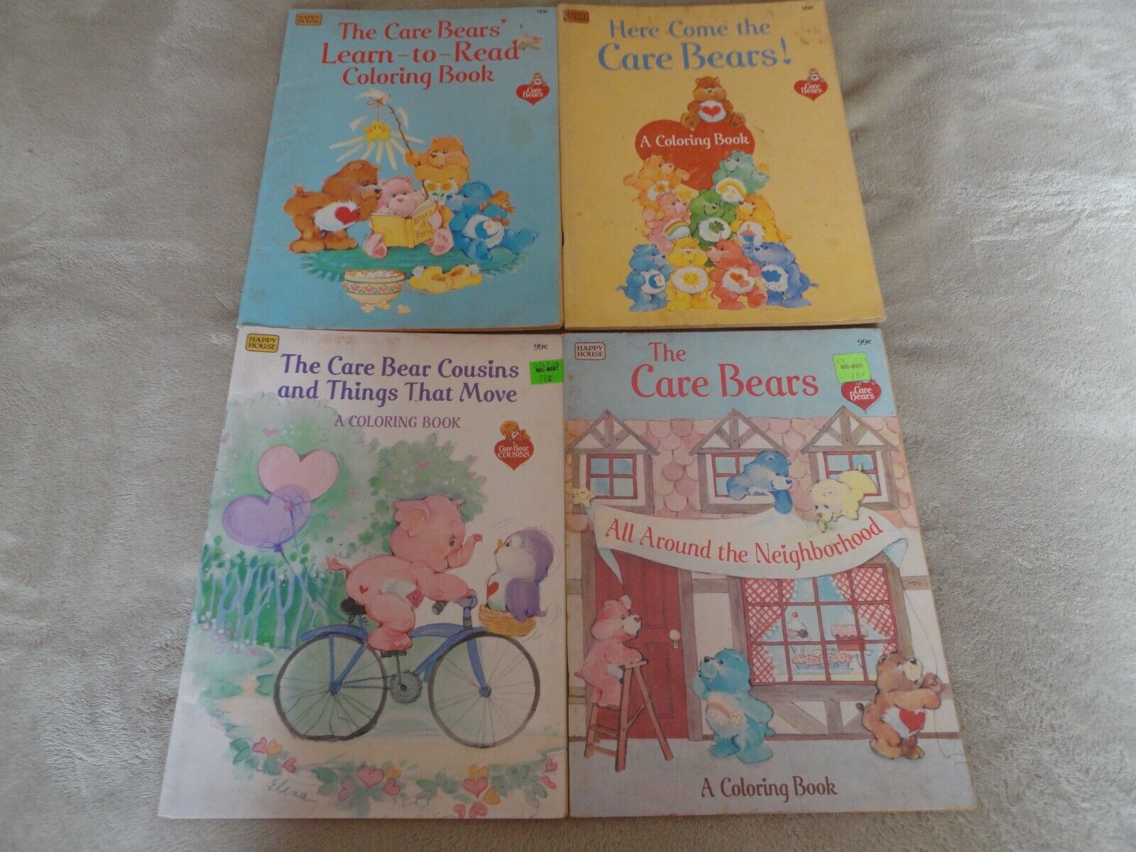 (4)  1984 Happy House Care Bears Coloring Books