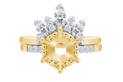 14k Yellow Gold Wedding Set Style Semi Mount Ring "center Stone 8mm
