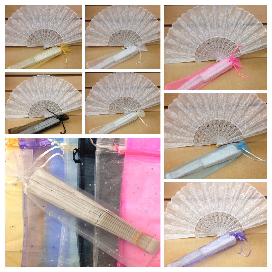 24pc Sparkle Organza Bags (fans Not Included) For Hand Fan / Bags Only/bags