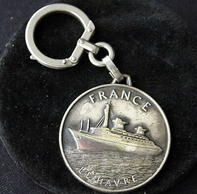 Vintage French Line Ss "france" Silverplate Key Chain