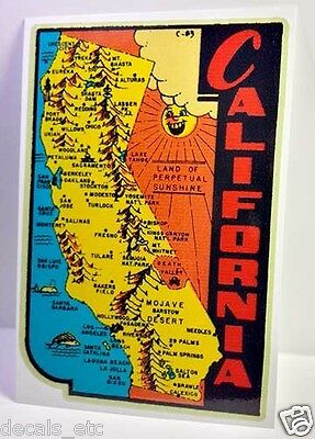 State Of California Vintage Style Travel Decal / Vinyl Sticker, Luggage Label