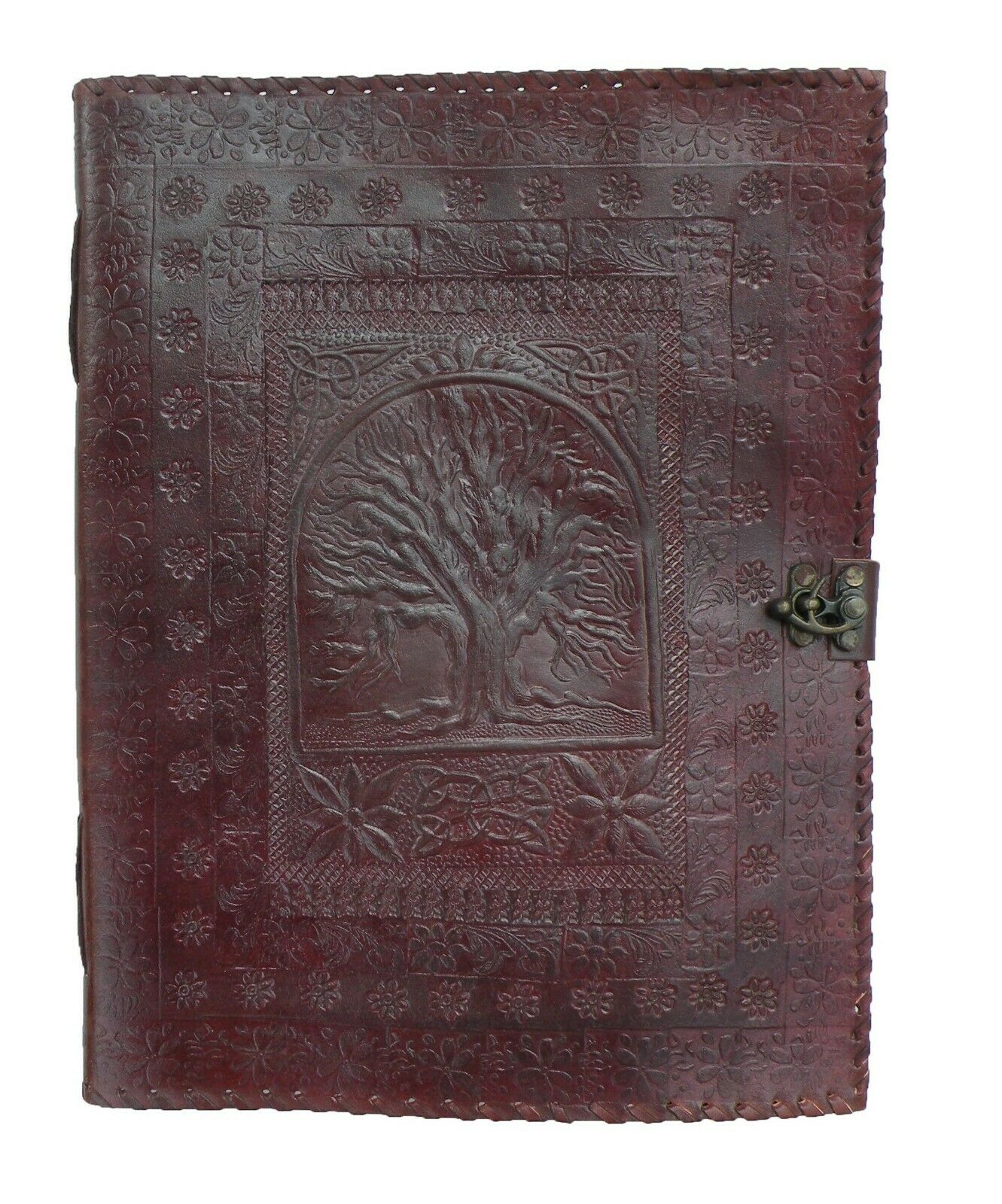 Tree Of Life Leather Journal Embossed Handmade Eco Friendly Sketch Book 7"x5"