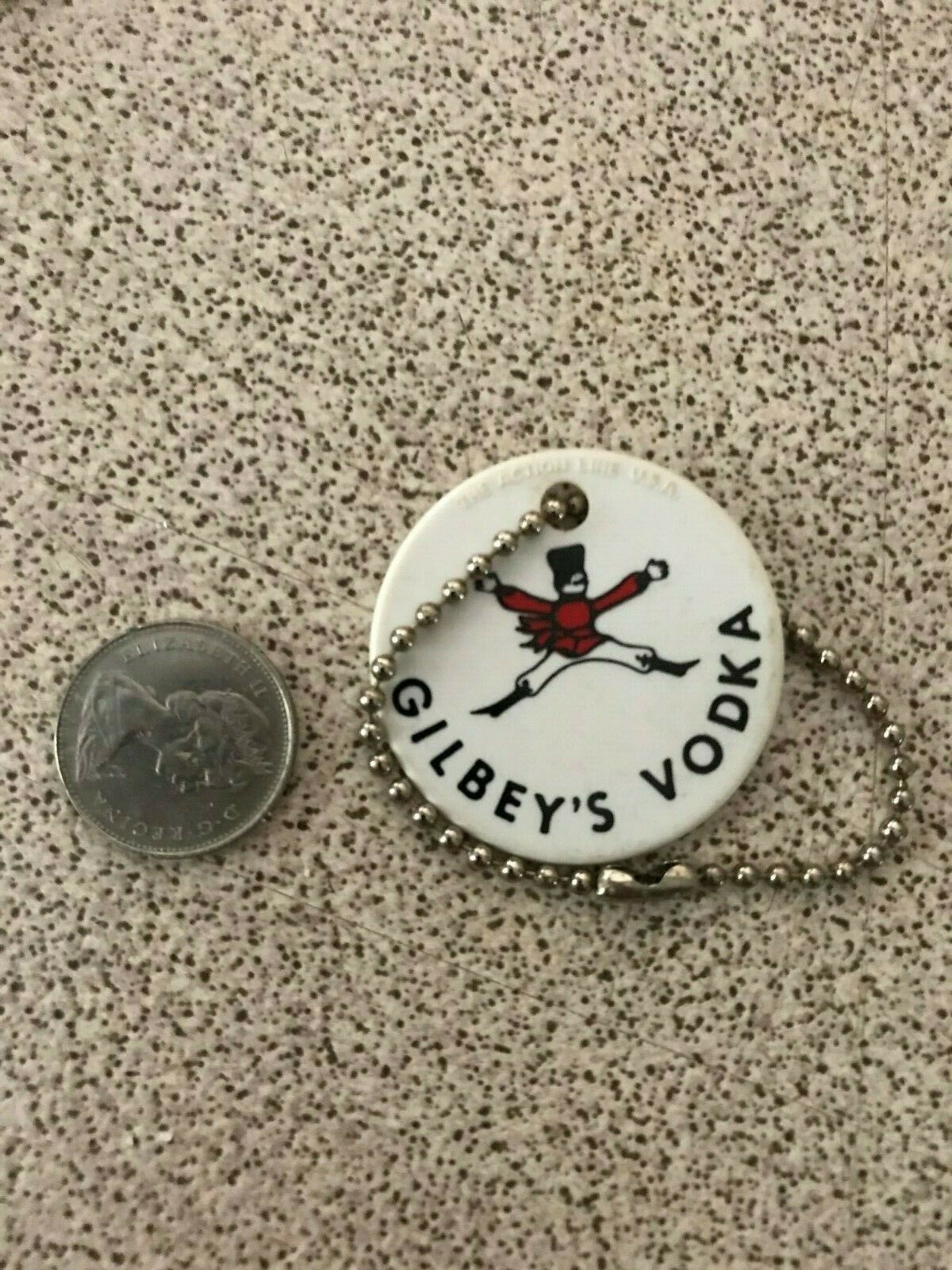 Gilbey's Vodka Vintage Plastic Key Tag Keychain Key Ring