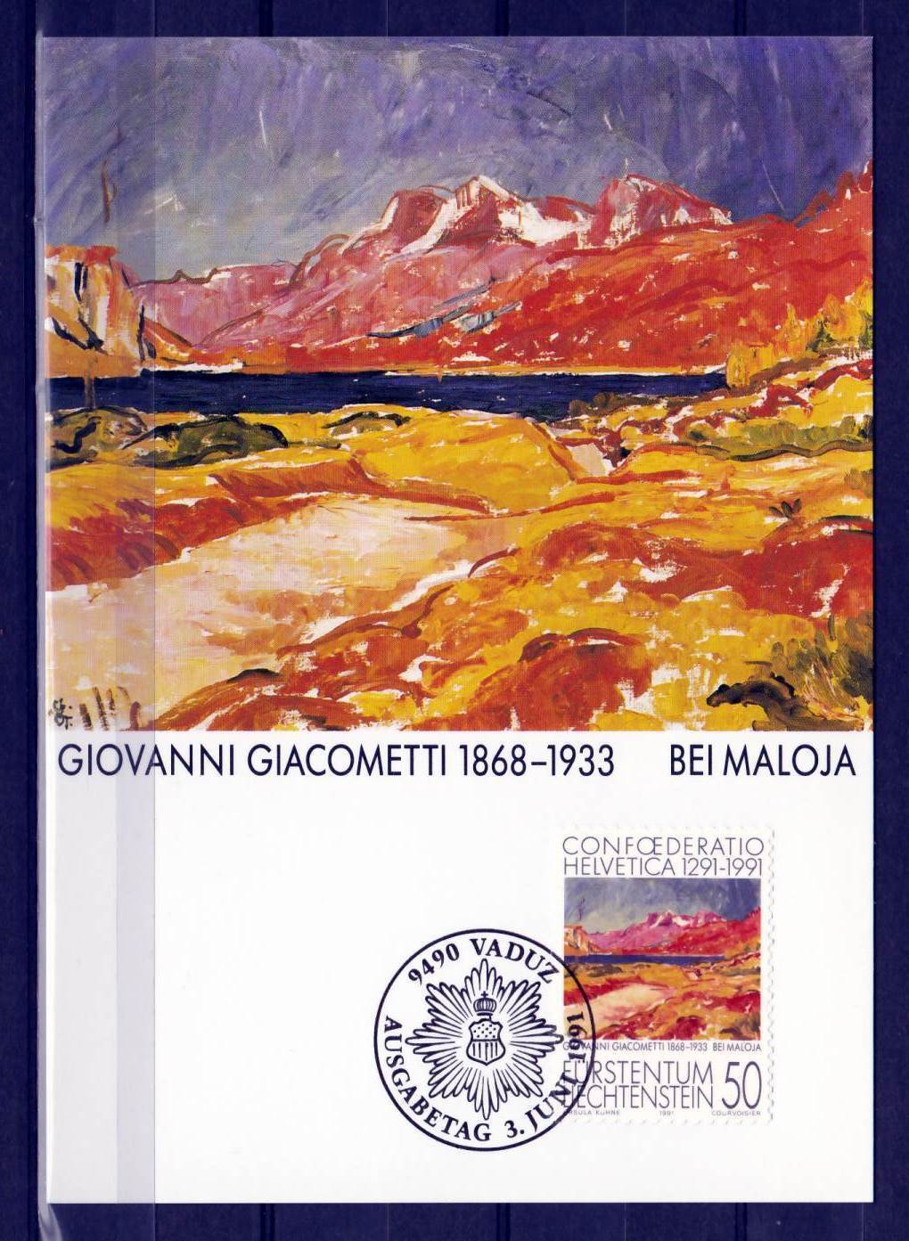 Maxi Card E32 Liechtenstein 1991 Art Painting Giovanni Giacometti