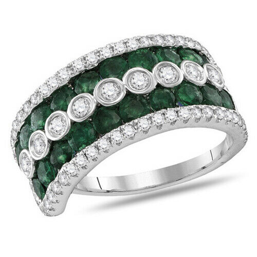 Emerald Engagement Wedding Band Ring 18k White Gold 2.39 Cttw