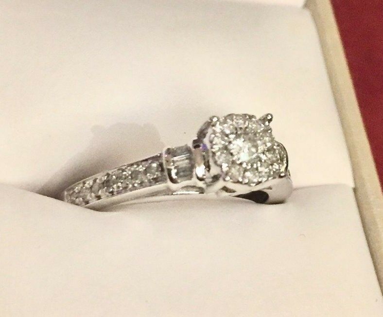 Engagement Ring, 10 K White Gold, 1/3 Ct Tw