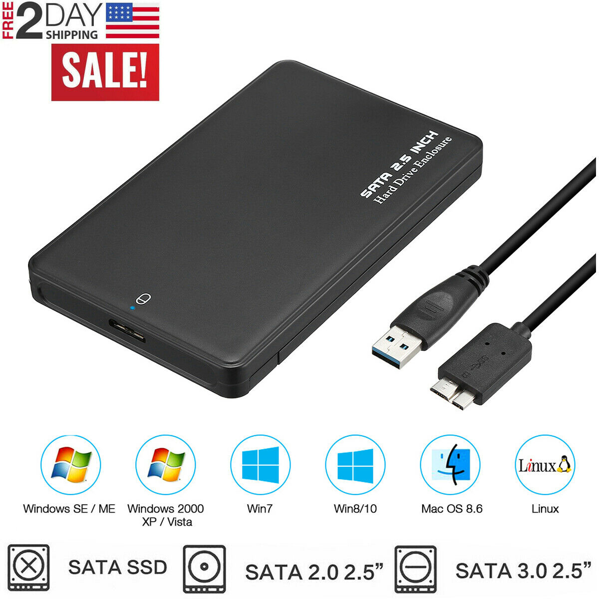 Usb 3.0 2tb Sata Ssd External Hard Drive Portable Desktop Mobile Hard Disk Case