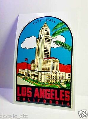 Los Angeles California Vintage Style Travel Decal / Vinyl Sticker, Luggage Label
