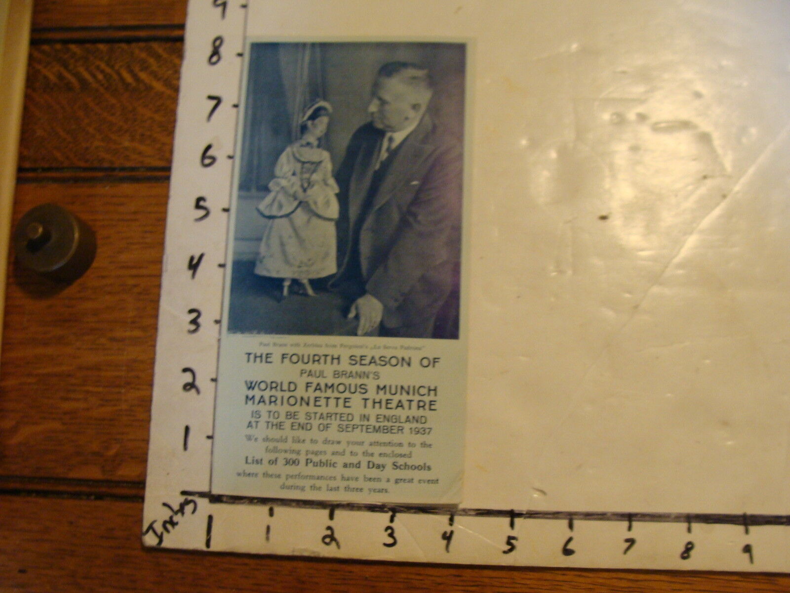 Vintage Marionette Paper: 1937 Paul Brann's Munich Marionette Theatre For School