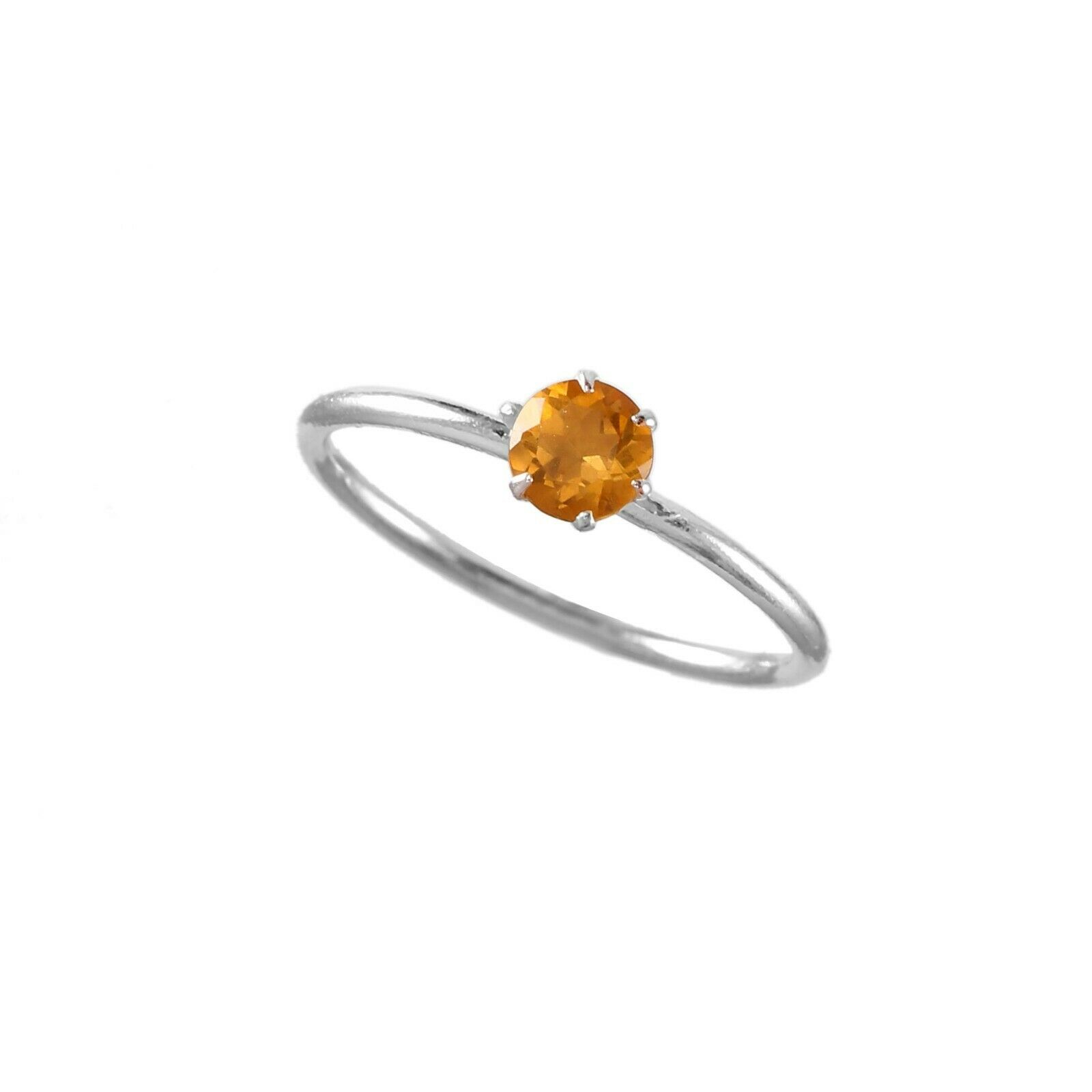 Natural Citrine 925 Sterling Silver Jewelry Stone Size 4 Mm Round Shape