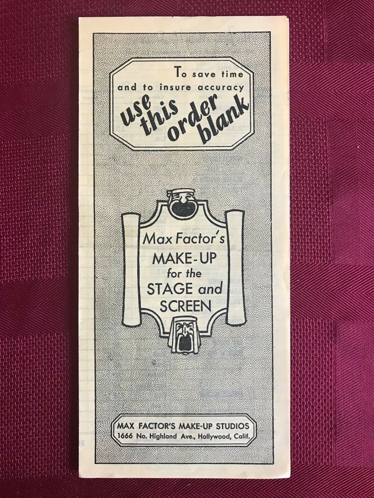 Max Factor Theatre Makeup Brochures Price Order Sheet 1954 Rare C