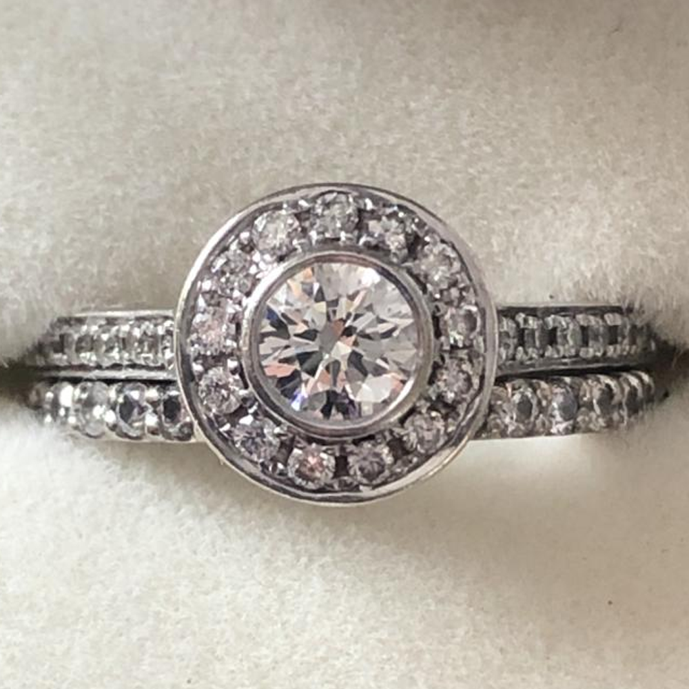 1.67 Tcw Round Cut Moissanite Bezel Bridal Engagement Ring 14k White Gold Plated