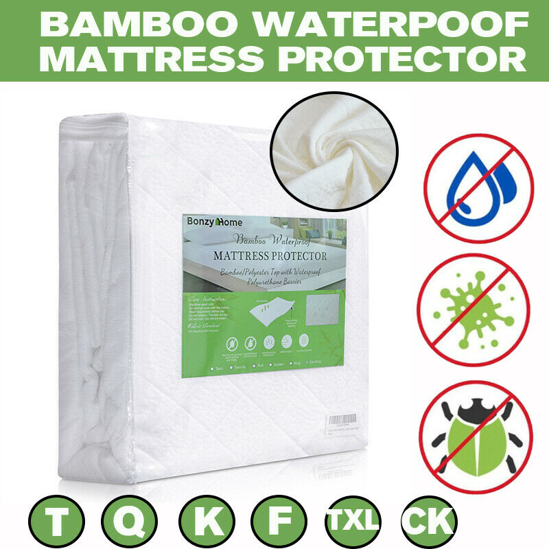 Bamboo Mattress Cover Fitted Bed Protector Pad Topper Twin King Queen Waterproof